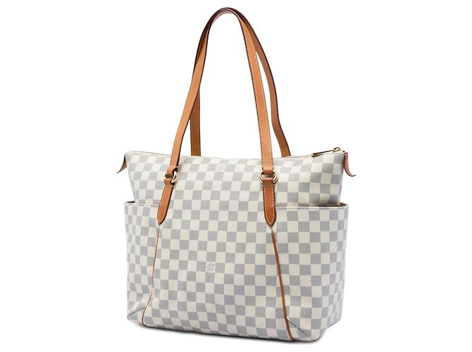 Borsa Tote Louis Vuitton Damier Azur Totally MM bianca Bianco - vista 2