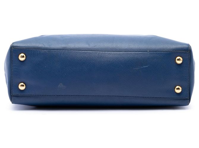 Sac cabas convertible ouvert Prada Saffiano Lux bleu - vue 3