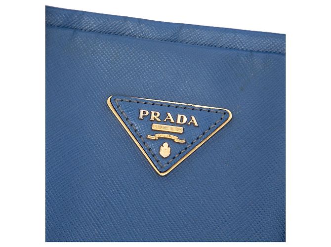 Sac cabas convertible ouvert Prada Saffiano Lux bleu - vue 5