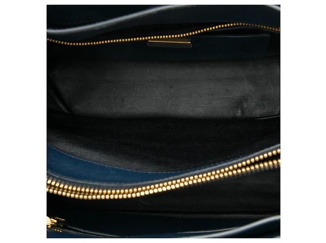 Borsa Tote Satchel Prada Saffiano Soft blu a tre tasche - vista 4