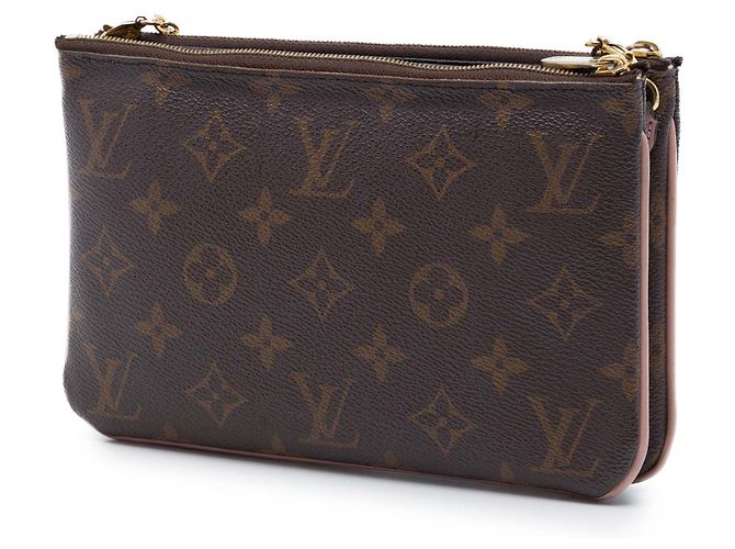 Brown Louis Vuitton Monogram Blooming Flowers Double Zip Pochette Crossbody Bag - view 2