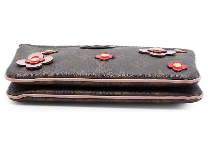 Brown Louis Vuitton Monogram Blooming Flowers Double Zip Pochette Crossbody Bag - view 3