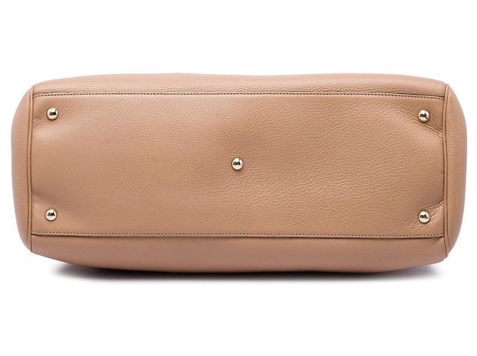 Bamboo Sac Shopper Satchel Gucci Large en cuir de veau marron avec anses en bambou - vue 3