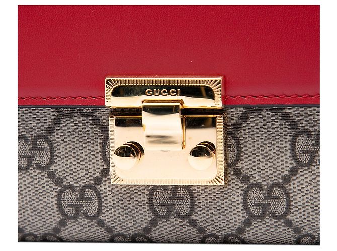 Padlock Borsa a tracolla Gucci GG Supreme con portafoglio e lucchetto, Beige - vista 5