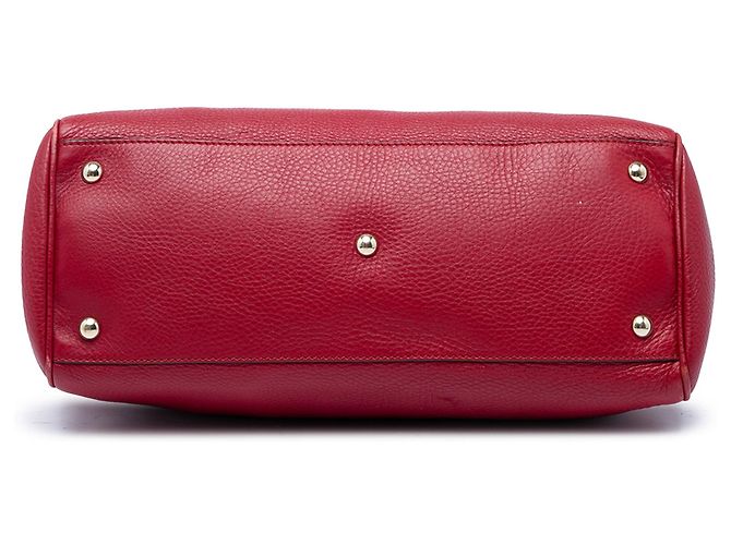 Bamboo Bolsa Shopper Satchel Gucci Medium em couro de bezerro vermelha com bambu Vermelho - vista 3