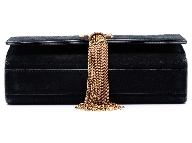 Autre Marque Borsa a tracolla Saint Laurent Kate Tassel Small in camoscio nero con monogramma - vista 3