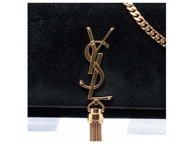 Autre Marque Borsa a tracolla Saint Laurent Kate Tassel Small in camoscio nero con monogramma - vista 6