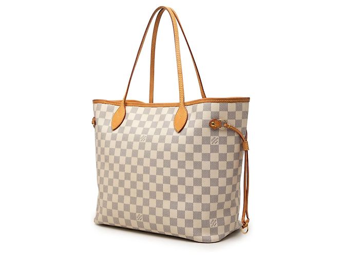 Borsa Tote Louis Vuitton Damier Azur Neverfull MM bianca Bianco - vista 2