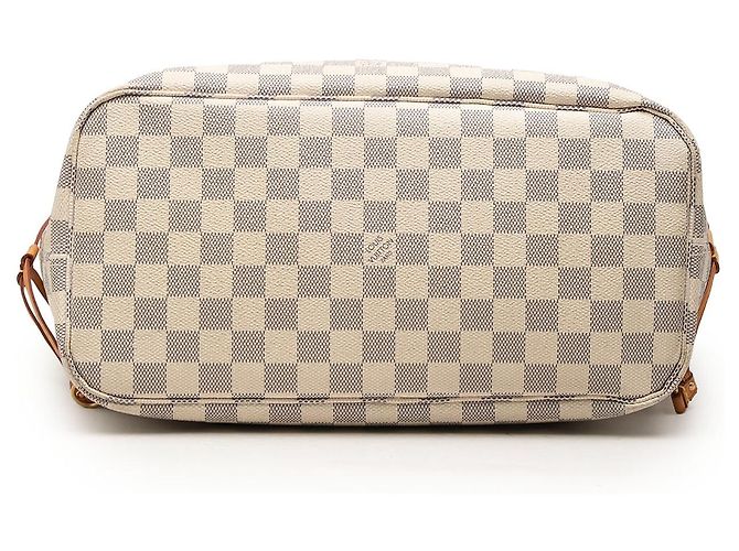 Borsa Tote Louis Vuitton Damier Azur Neverfull MM bianca Bianco - vista 3