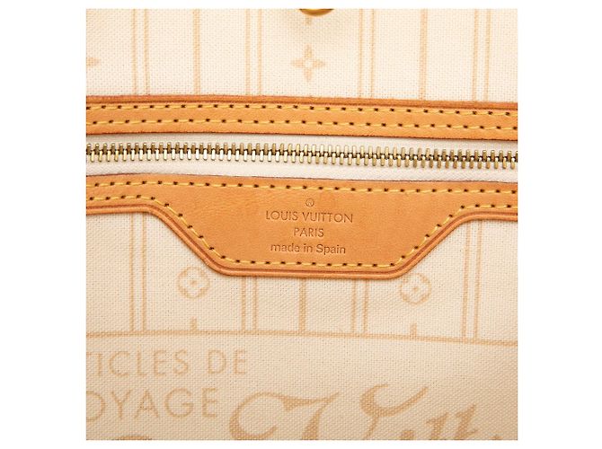 Borsa Tote Louis Vuitton Damier Azur Neverfull MM bianca Bianco - vista 5