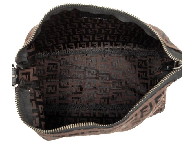 Borsa a mano Fendi Zucchino in tela marrone - vista 4