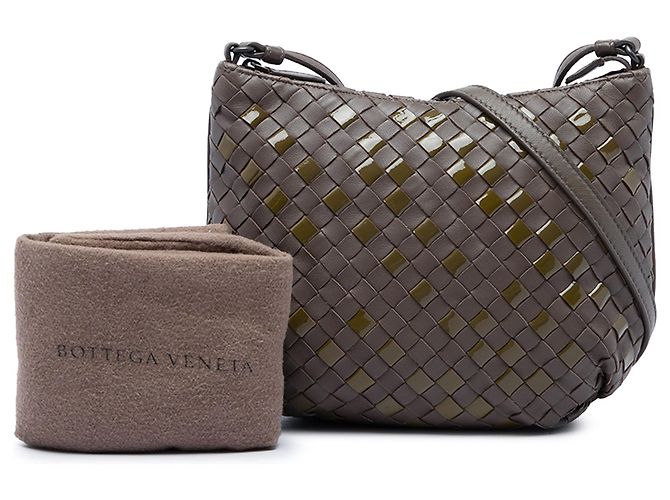 Bolso bandolera Bottega Veneta de napa y charol Intrecciato marrón Castaño - vista 6