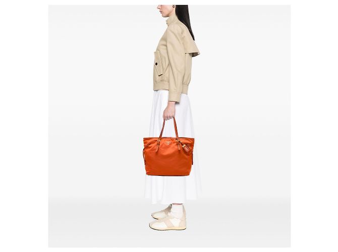 Prada Tessuto Tote mit Saffiano-Besatz Orange - Ansicht 5