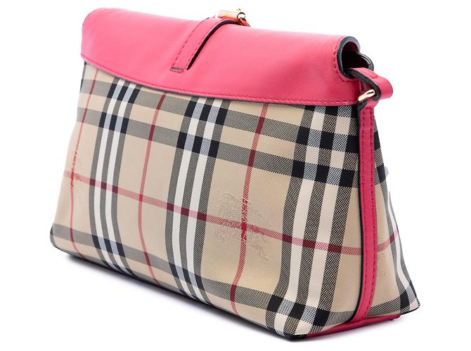 Borsa a tracolla Burberry Haymarket Check Canvas Leah Rosa - vista 2