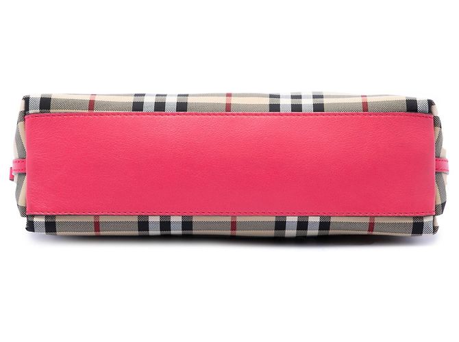 Borsa a tracolla Burberry Haymarket Check Canvas Leah Rosa - vista 3