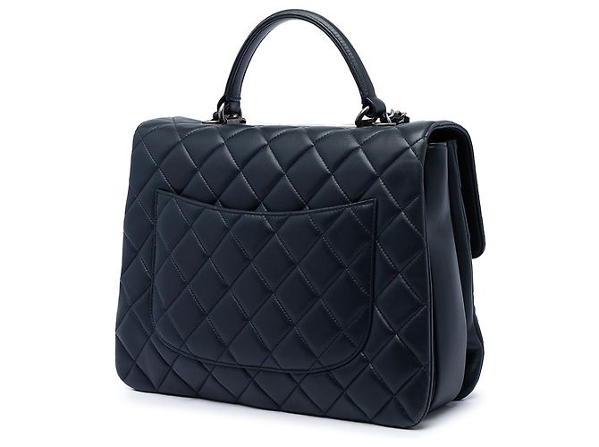 Borsa Chanel Large Trendy CC Top Handle Flap Satchel in pelle di agnello blu - vista 2