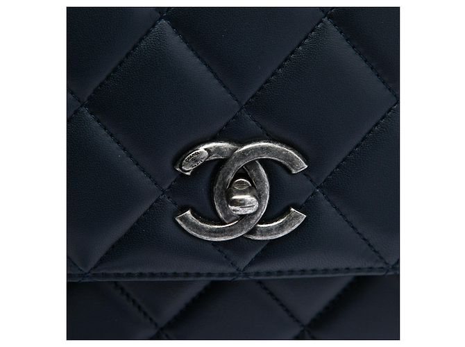 Borsa Chanel Large Trendy CC Top Handle Flap Satchel in pelle di agnello blu - vista 5