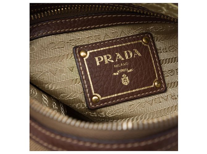 Bandolera Prada de lona Canapa con logo beige - vista 5