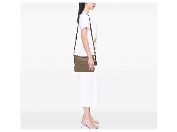 Bandolera Prada de lona Canapa con logo beige - vista 6