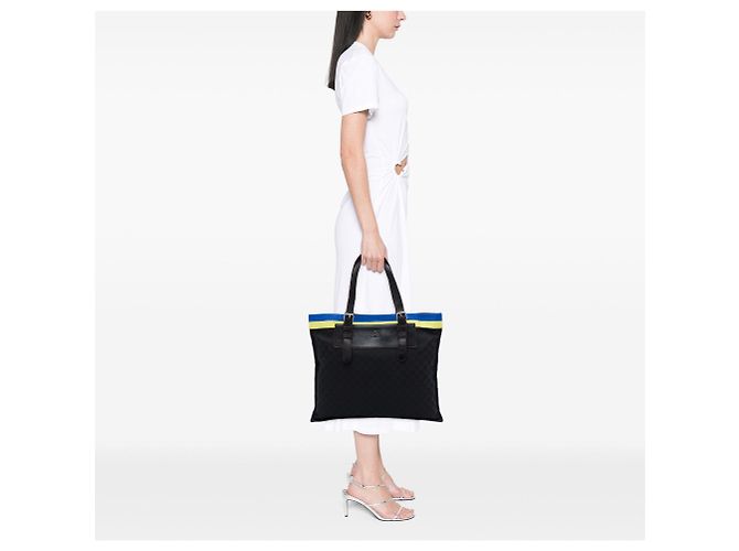 Sac cabas LOEWE Anagram Canvas Noir - vue 6