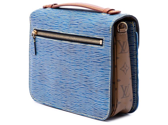 Borsa Satchel Pochette Metis Louis Vuitton in Epi Denim e Monogramma Invertito Blu - vista 2