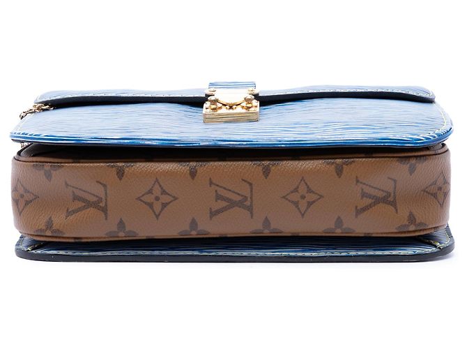Borsa Satchel Pochette Metis Louis Vuitton in Epi Denim e Monogramma Invertito Blu - vista 3
