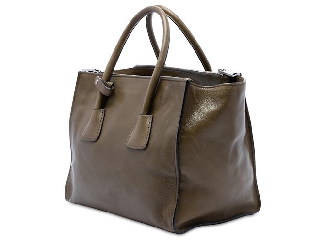Borsa Prada Vitello Daino marrone con doppio manico e doppia tasca - vista 2
