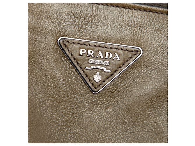 Borsa Prada Vitello Daino marrone con doppio manico e doppia tasca - vista 5