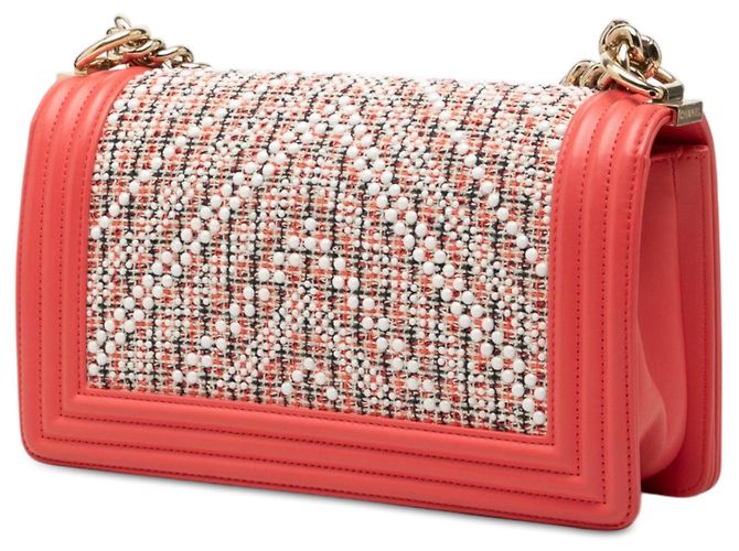 Borsa a tracolla Chanel Small Chevron in tweed e pelle di agnello Pearl Boy rosa - vista 2