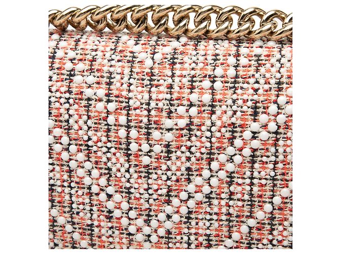 Borsa a tracolla Chanel Small Chevron in tweed e pelle di agnello Pearl Boy rosa - vista 6