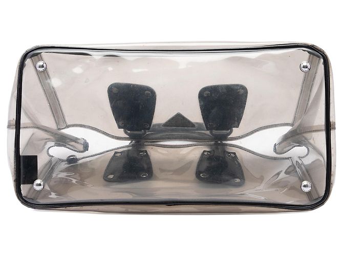 Borsa Tote in PVC con profili in pelle Spazzolato nera Prada Nero - vista 3