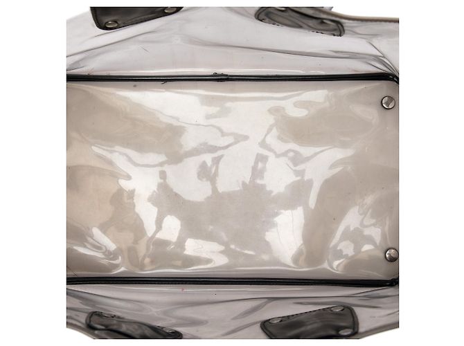 Borsa Tote in PVC con profili in pelle Spazzolato nera Prada Nero - vista 4