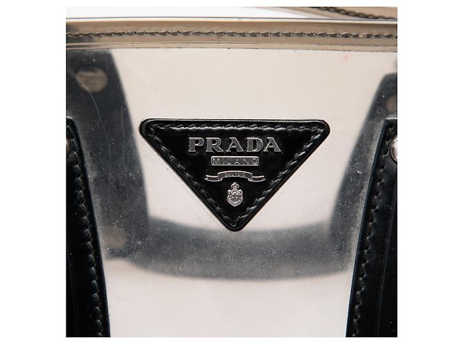 Borsa Tote in PVC con profili in pelle Spazzolato nera Prada Nero - vista 5