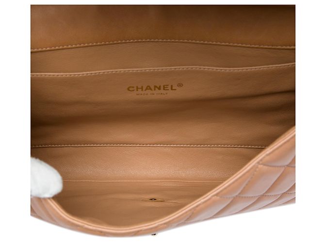 Clutch Chanel CC in pelle d'agnello trapuntata marrone con tracolla a catena - vista 4