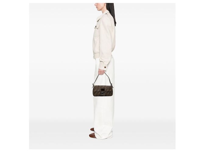 Fendi Zucca Canvas Baguette Schultertasche Braun - Ansicht 6