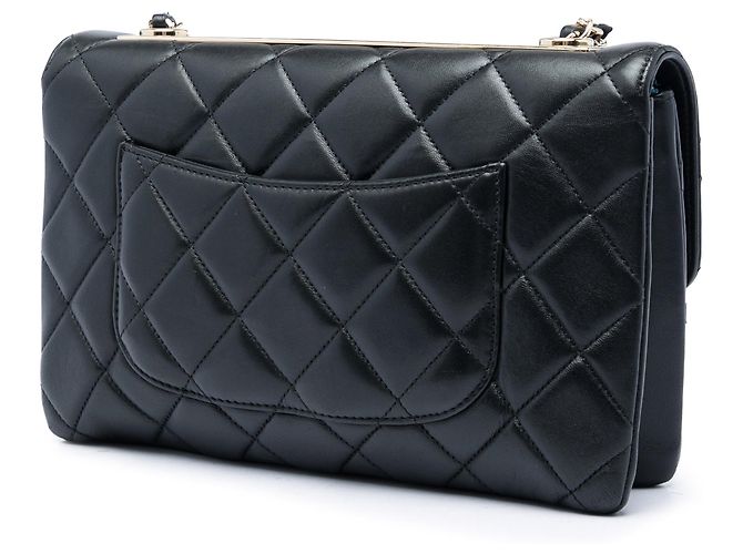 Borsa a tracolla Chanel Medium Lambskin Trendy CC Flap Nera Nero - vista 2