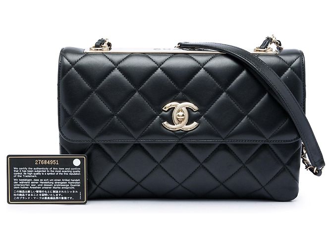 Borsa a tracolla Chanel Medium Lambskin Trendy CC Flap Nera Nero - vista 6