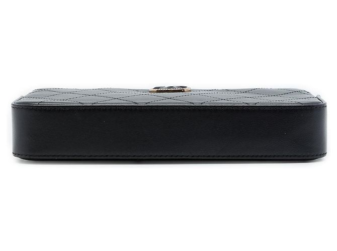 Clutch Chanel CC in pelle di vitello matelassé con doppia zip e tracolla a catena nera Nero - vista 3