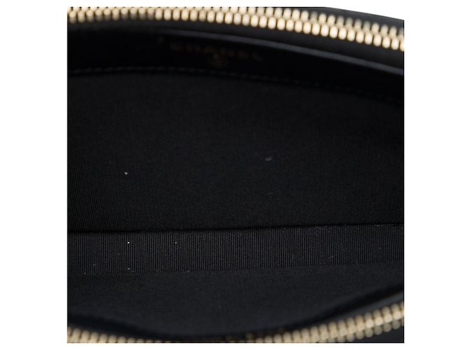 Clutch Chanel CC in pelle di vitello matelassé con doppia zip e tracolla a catena nera Nero - vista 4