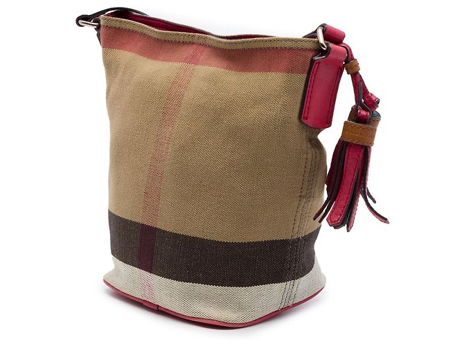 Borsa a secchiello Burberry Mini Mega Check Canvas Ashby con nappe marrone - vista 2