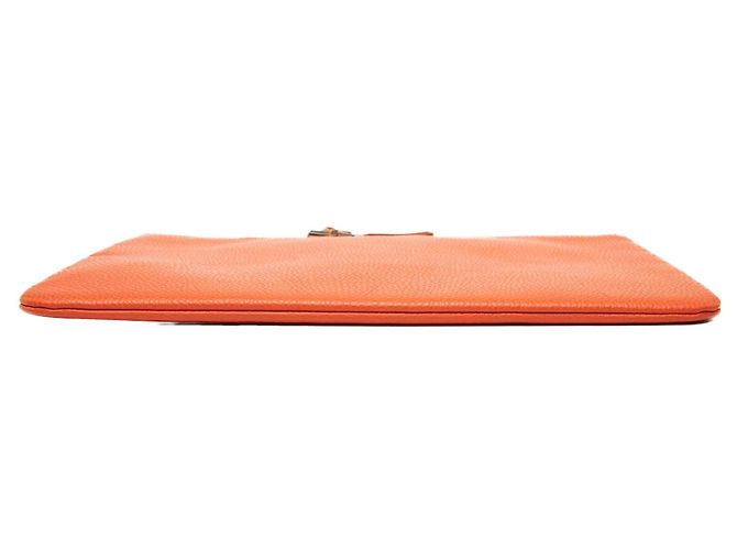 Bamboo Clutch Gucci de piel de becerro naranja con borla de bambú - vista 3