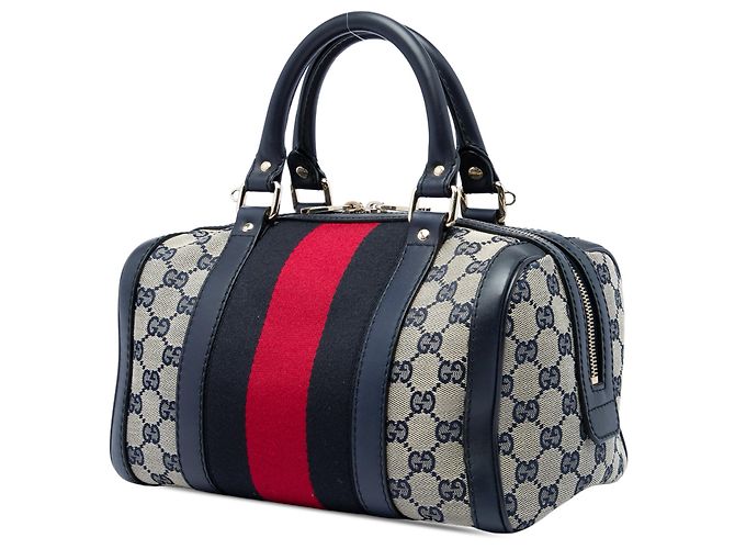 Borsa Boston Satchel Gucci Small GG Canvas Web Joy Beige - vista 2
