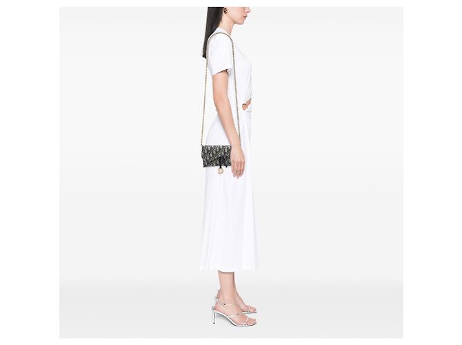 Autre Marque Borsa a tracolla Saddle Wallet On Chain in tela Dior Oblique blu - vista 6