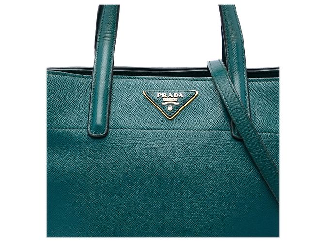 Borsa Tote Satchel Prada Saffiano Soft a tre tasche, blu - vista 6