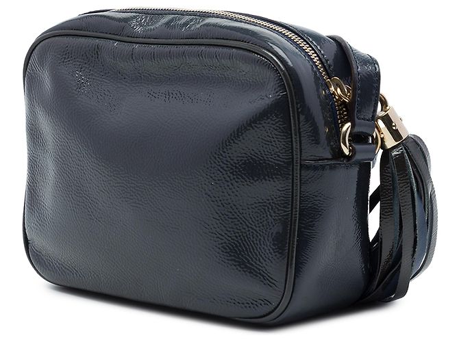 Sac bandoulière Gucci Soho Disco en cuir verni bleu - vue 2