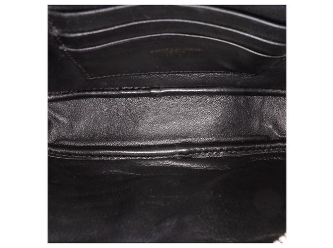 Autre Marque Borsa Lou Camera Mini Monogramma Monochrome in pelle Grain de Poudre nera Saint Laurent Nero - vista 4