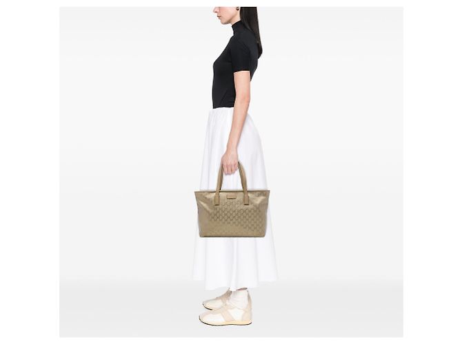 Tote Gucci Medium GG Stampata Oro D'oro - vista 6