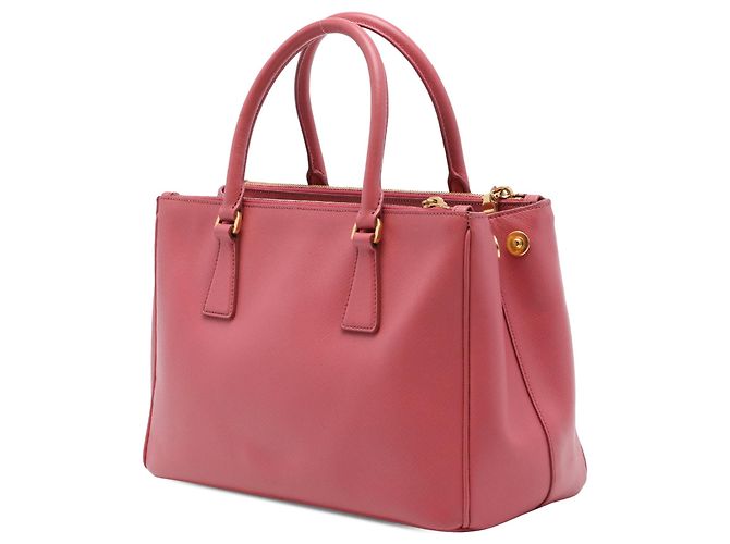 Borsa Tote Satchel Prada Galleria Double Zip Medium Saffiano Lux Rosa - vista 2