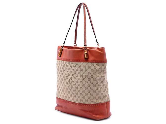 Bamboo Tote Gucci Large GG Canvas Laidback Crafty Beige - vista 2