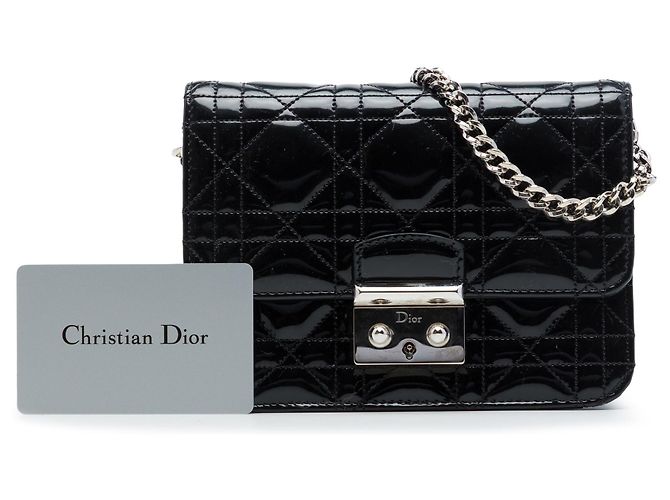 Autre Marque Borsa a tracolla Dior Mini Patent Cannage Miss Dior Pouch Nera Nero - vista 7
